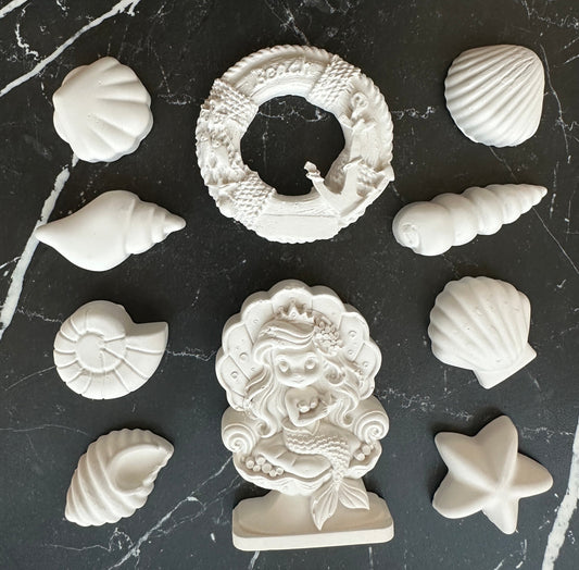 Nautical - Mermaid, Beach, Seashell Paint Your Own Kit,  Coastal Craft Party