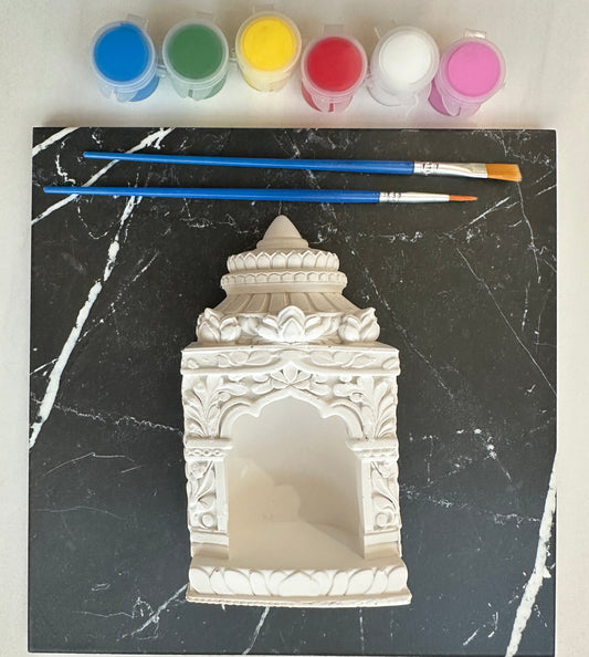 Mandir Tealight Holder, Paint Your Own Kit, Diwali Craft, Indian Home Decor, Ganesh Chaturthi, Candle Holder