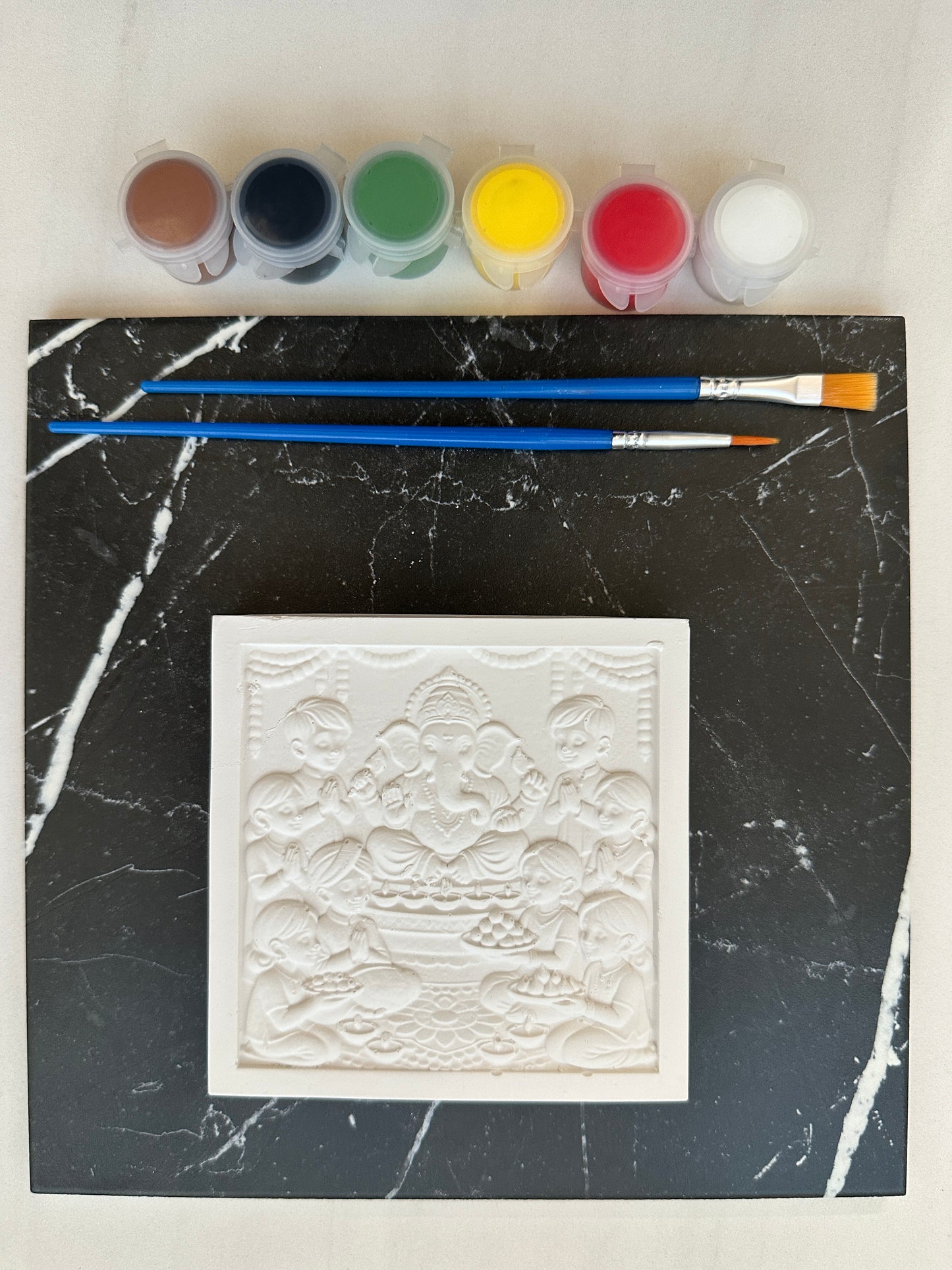 Ganesha Puja Scene Plaque, Paint Your Own Kit, , Ganesh Chaturthi, Indian God