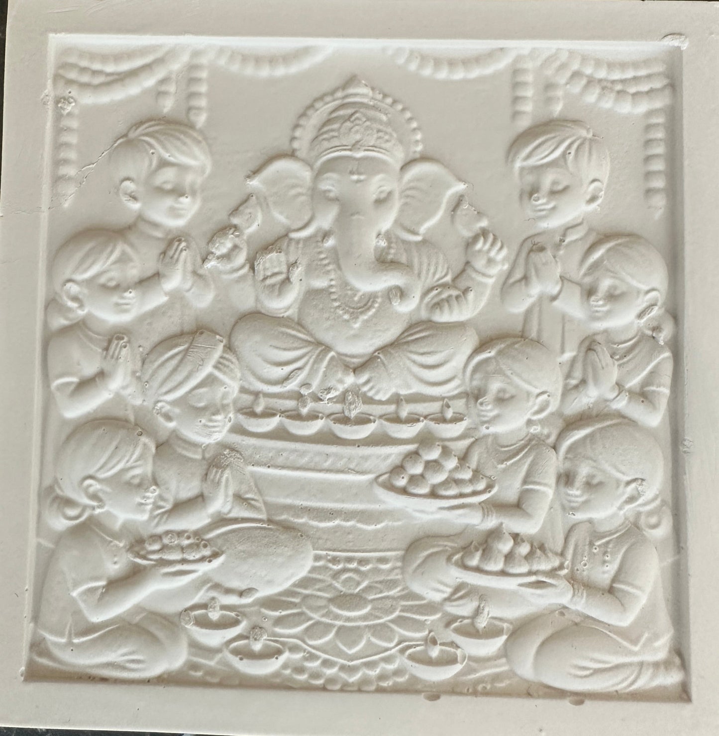 Ganesha Puja Scene Plaque, Paint Your Own Kit, , Ganesh Chaturthi, Indian God