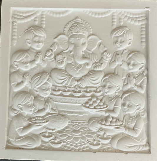 Ganesha Puja Scene Plaque, Paint Your Own Kit, , Ganesh Chaturthi, Indian God